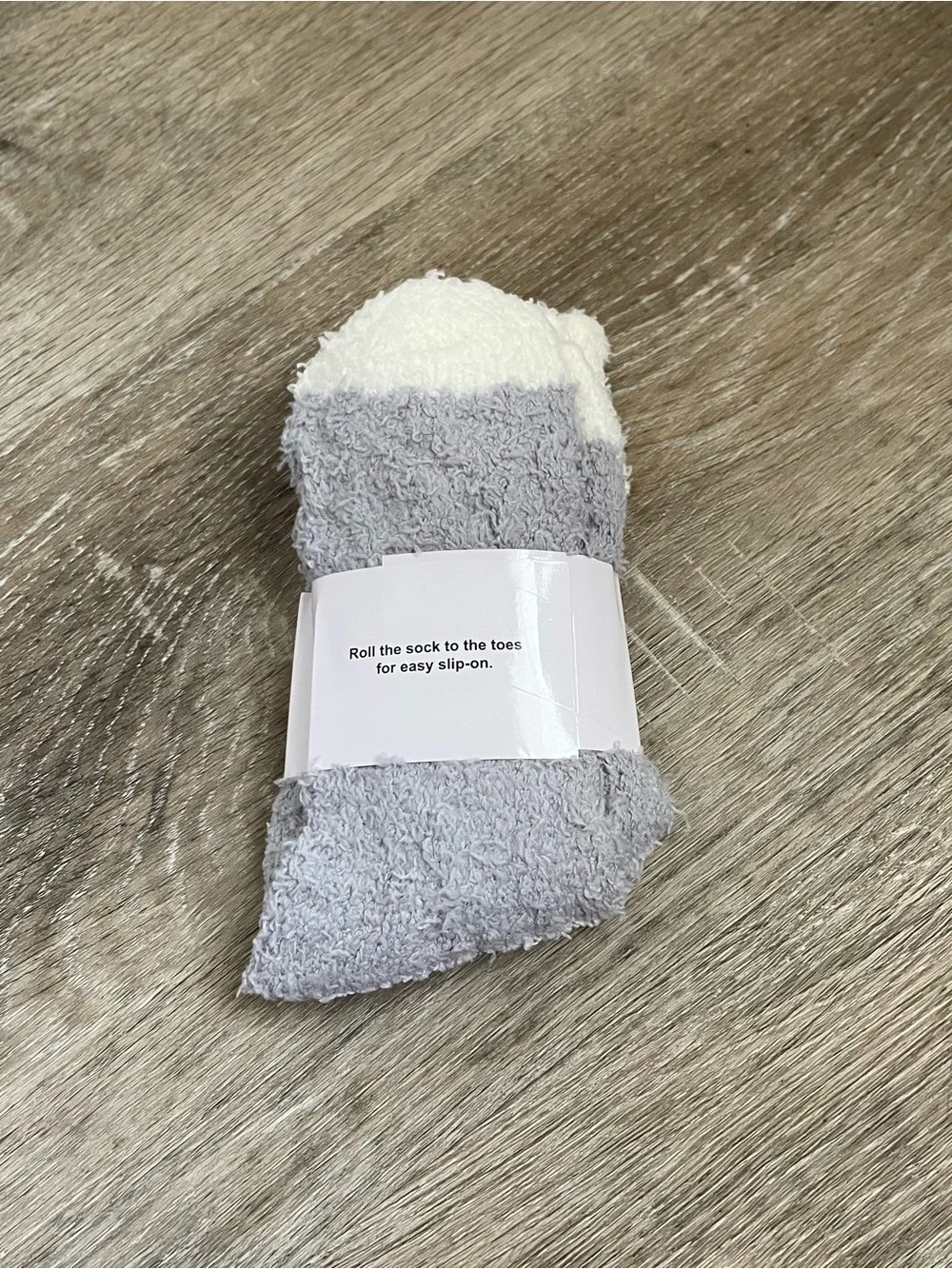 Cozy Socks Fuzzy Crew Socks - Gray & White